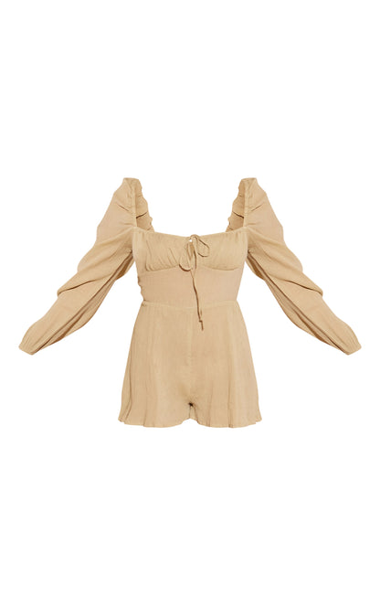 Next Day Delivery Before 10 PM Summer Dream: White Tie-Front Textured Playsuit