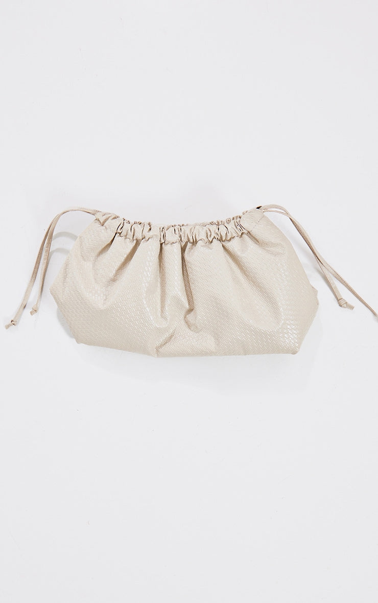 Next Day Delivery Before 10 PM Cream Weave Slouchy Drawstring Clutch Bag - Effortlessly Chic