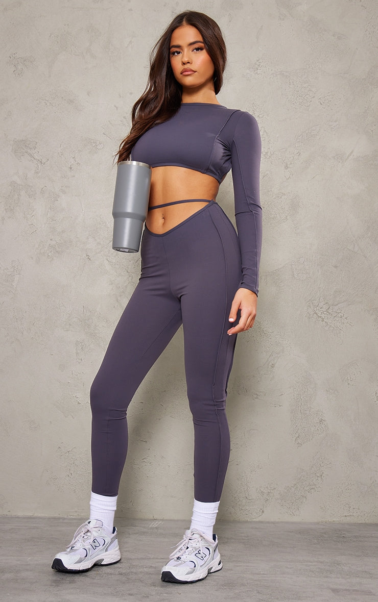 Next Day Delivery Before 10 PM Charcoal Sculpt Strappy Gym Leggings: Enhance Your Workout Wardrobe