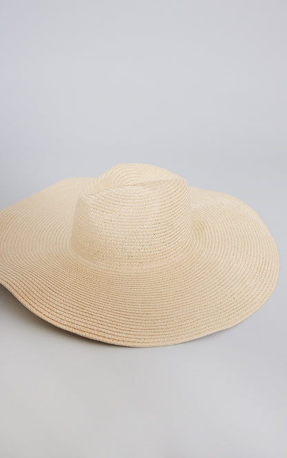 Next Day Delivery Before 10pm Beige Oversized Woven Fedora
