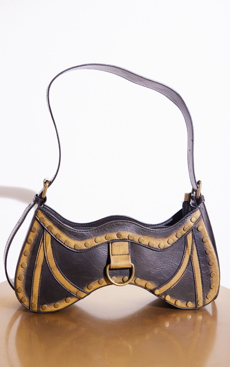 Next Day Delivery Before 10 PM Stunningly Chic: Black Western Studded Shoulder Bag