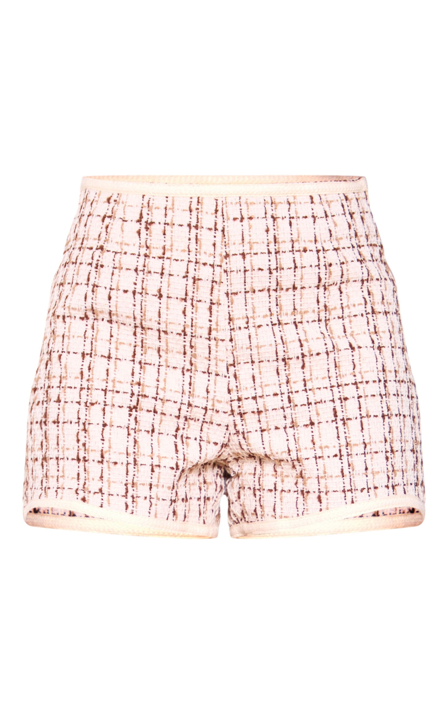 Next Day Delivery Before 10 PM Beige Boucle Contrast Binding Hot Pants