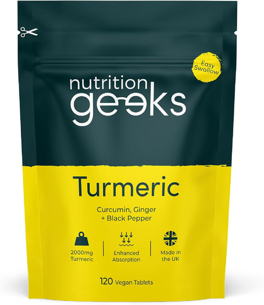 Next Day Delivery Turmeric Tablets 2000mg with Black Pepper &amp; Ginger | 120 High Strength Curcumin Supplements | Turmeric and Black Pepper Tablets (Not Turmeric Capsules or Powder) | Vegan and Gluten Free | UK Made