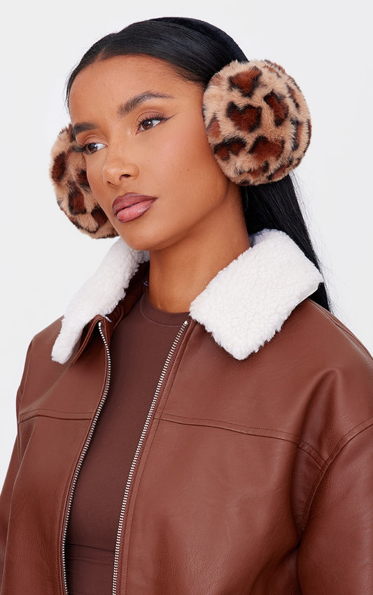 Leopard Faux Fur Ear Muffs Next Day Delivery Before 10PM
