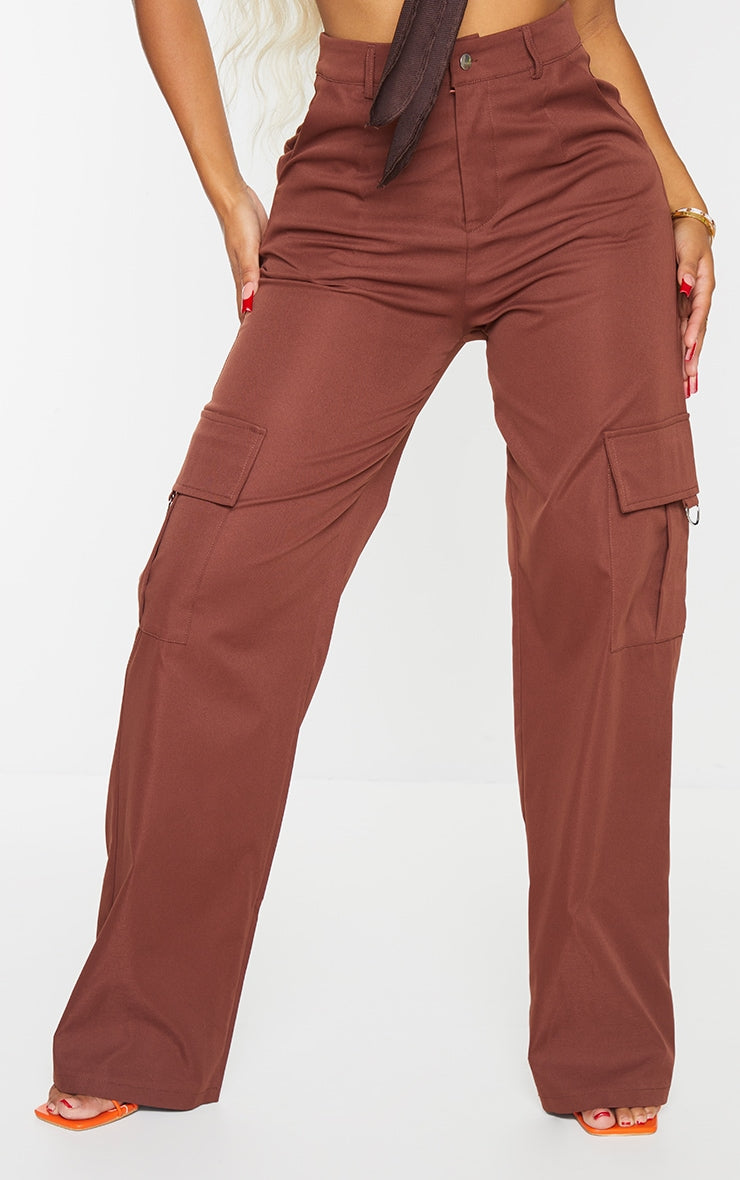 Next Day Delivery Before 10 pm  Shape Stone Buckle Detail Cargo Wide Leg Trousers