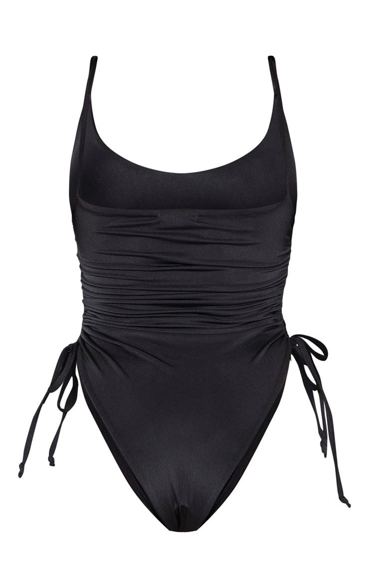 Next Day Delivery Before 10pm Shape Black High Rise Ruched Side Swimsuit