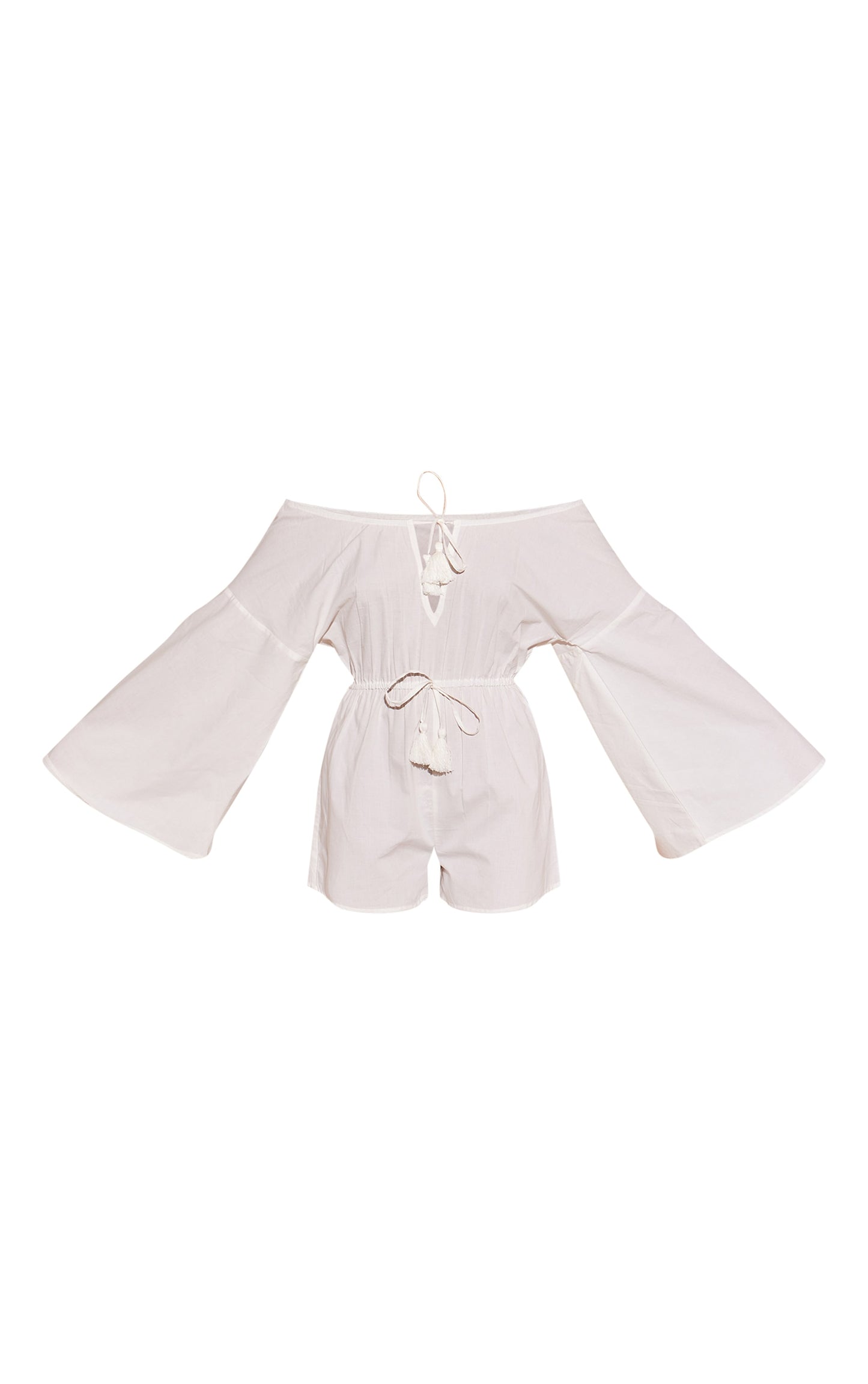 Next Day Delivery Before 10 PM Taupe Flare Sleeve Bardot Playsuit: Chic and Flirty