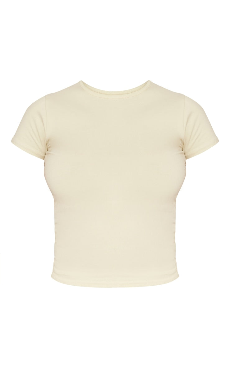 Next Day Delivery Before 10pm Basic White Cotton Blend Fitted Crew Neck T Shirt