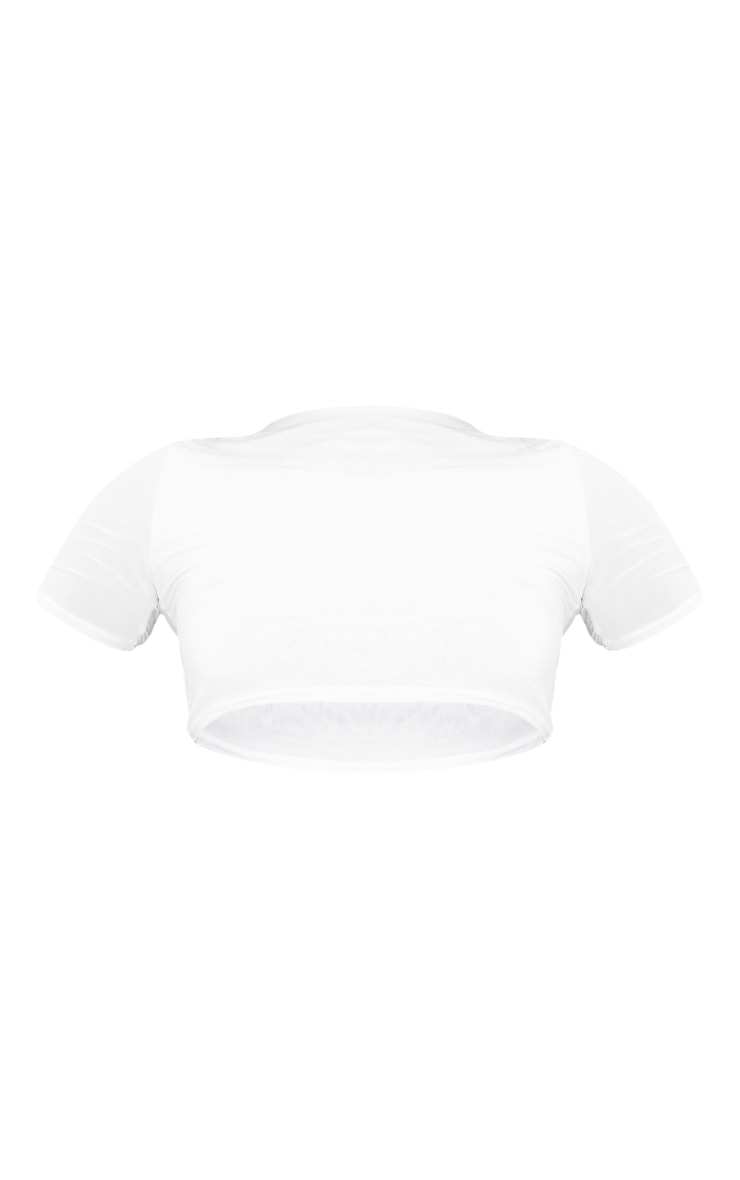 Next Day Delivery Before 10 PM White Slinky Short Sleeve Crop Top