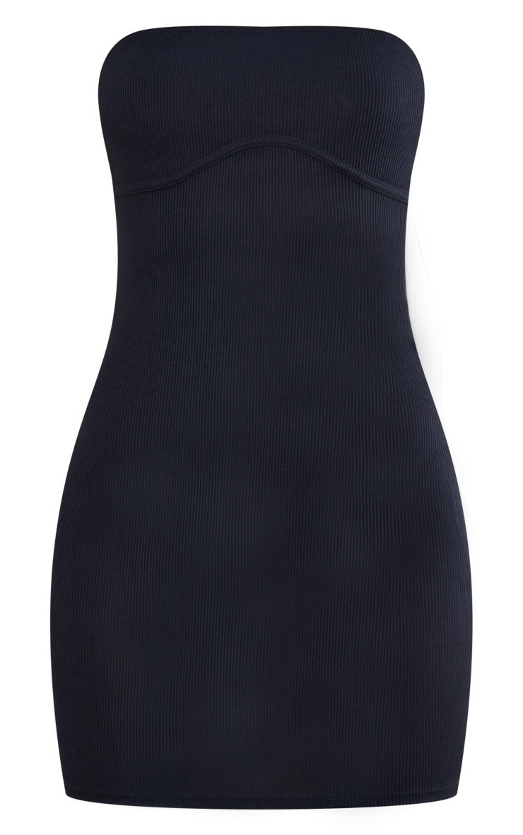 Next day delivery mon-fri 10pm Charcoal Grey Ribbed Bandeau Underbust Detail Bodycon Dress