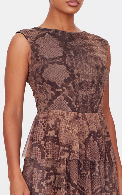 Brown Snake Print Mesh Rara Skort Playsuit Next Day Delivery