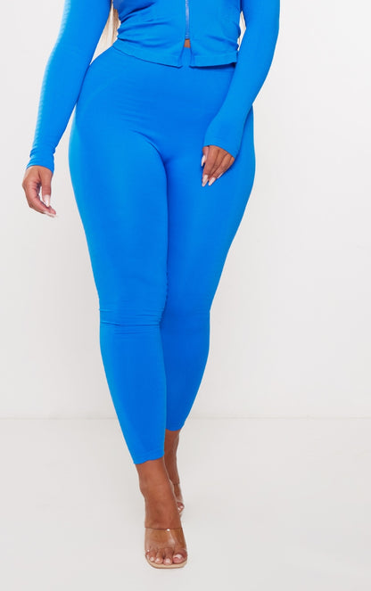 Next Day Delivery Before 10 PM Shape Up in Style with Bright Blue Branded Contour Sculpt Gym Leggings