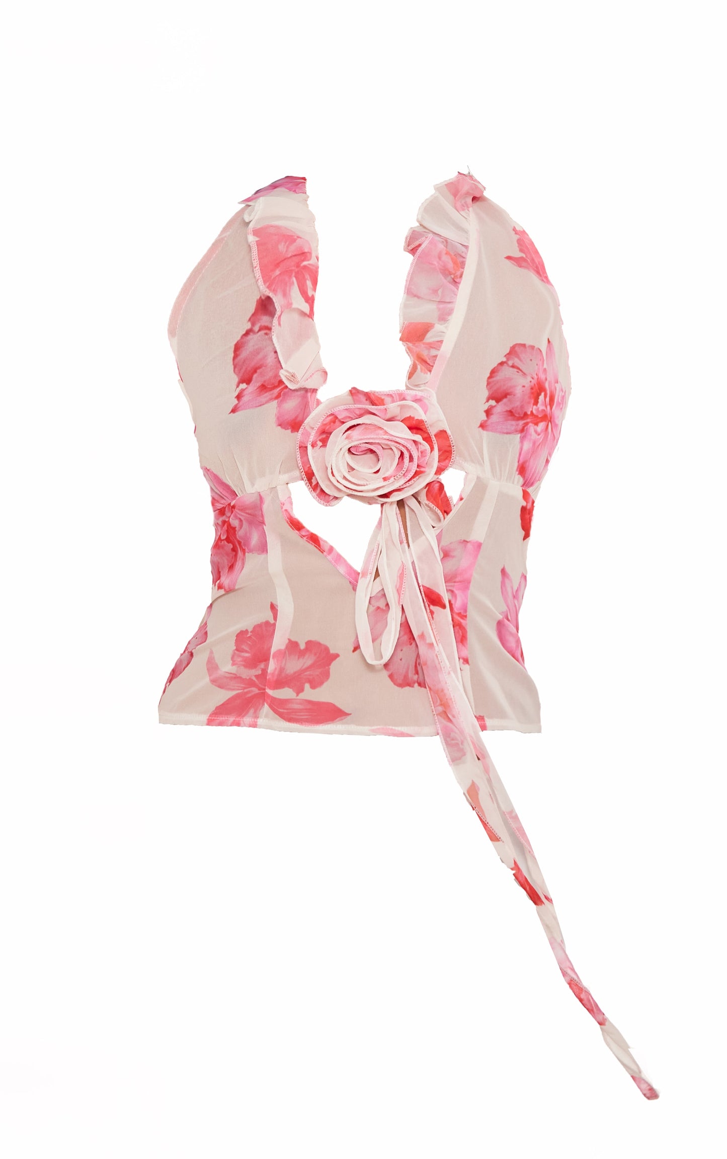 Next Day Delivery Before 10pm Pink Floral Corsage Halter Top