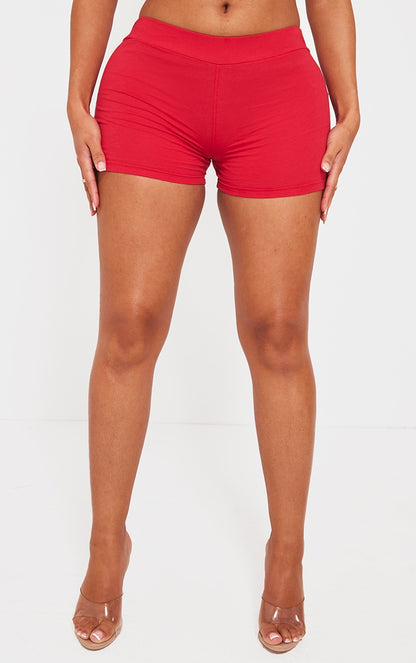 Next Day Delivery Before 10 PM Shape Red Cotton Printed Bum Hot Pants