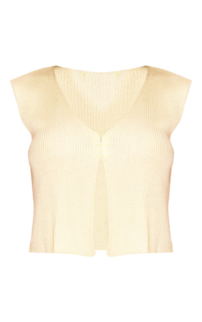 Next Day Delivery Before 10pm Lemon Filigree Knit Hook And Eye Waistcoat