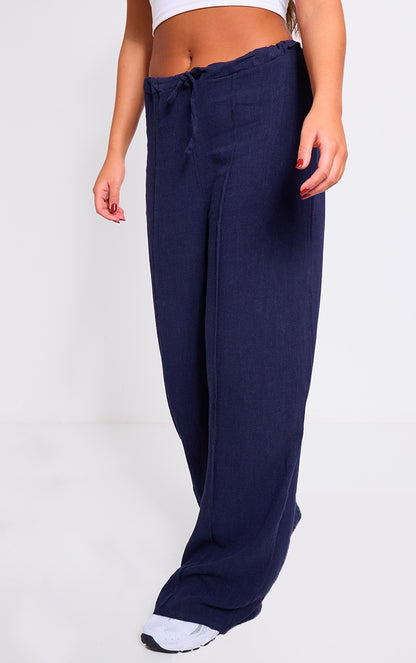 Next Day Delivery Before 10 pm Chic: Oatmeal Linen Look Pintuck Slouchy Trousers