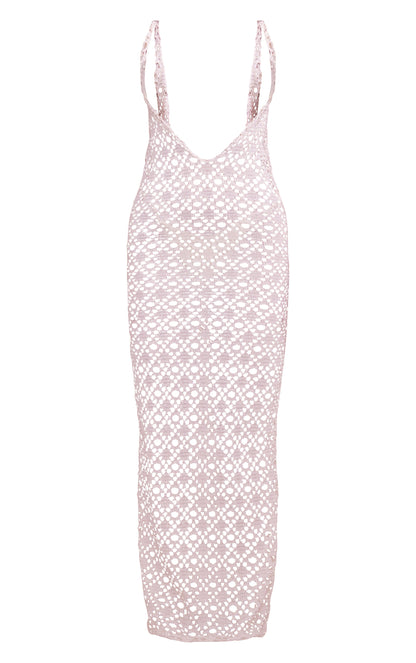 Next Day Delivery Before 10pm Cream Crochet Maxi Backless Beach Dress