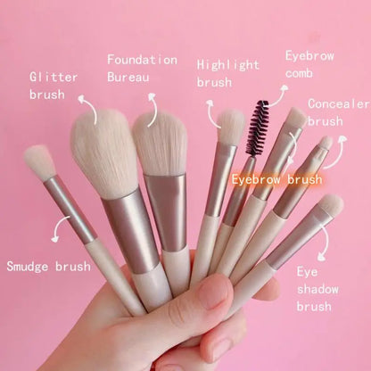 8PCS Soft Makeup Brushes Set Portable Eye Shadow Foundation Women Cosmetic Brushes Powder Blush Beauty Make Up Brush Beauty Tool