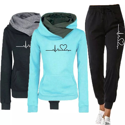 Woman Tracksuit Two Piece Set Winter Warm Hoodies+Pants Pullovers Sweatshirts Female Jogging Woman Clothing Sports Suit Outfits