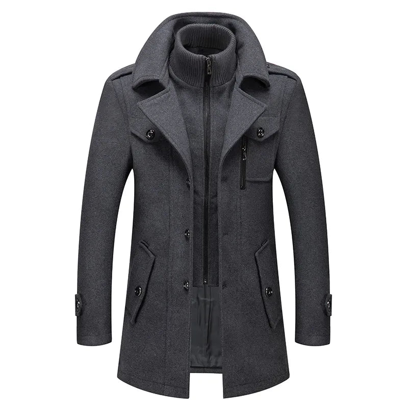 FGKKS 2022 Men's Winter Wool Coat a Winter New Cashmere Plus Cotton Thickening Warm Coat High Quality Design Wool Coat Men
