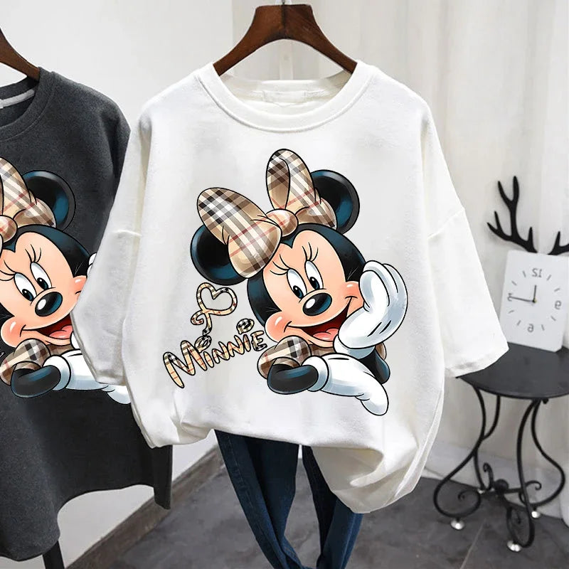 Summer New Streetwear Women Tshirt Ulzzang Harajuku Mickey Minnie Vintage Printed Tshirt Oversized Loose Casual 90s Women