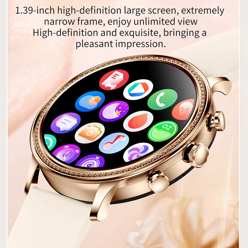 Round Women Bluetooth Call Smart Watch  Full Touch Screen Sport Fitness Tracker Waterproof Women Smartwatch Men for Android IOS