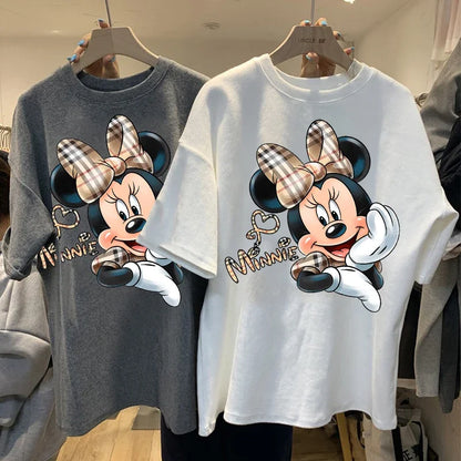 Summer New Streetwear Women Tshirt Ulzzang Harajuku Mickey Minnie Vintage Printed Tshirt Oversized Loose Casual 90s Women