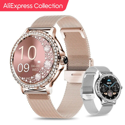 AliExpress Collection MELANDA Rosegold Smart Watch For Lady Bluetooth Call 100+Sports Mode Fitness Women Smartwatch DIY Dials