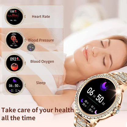 ChiBear Fashion Women Smart Watch True Blood Oxygen 1.32Inch 360*360 HD Screen Diamond Bracelet Bluetooth Call Smartwatch Ladies