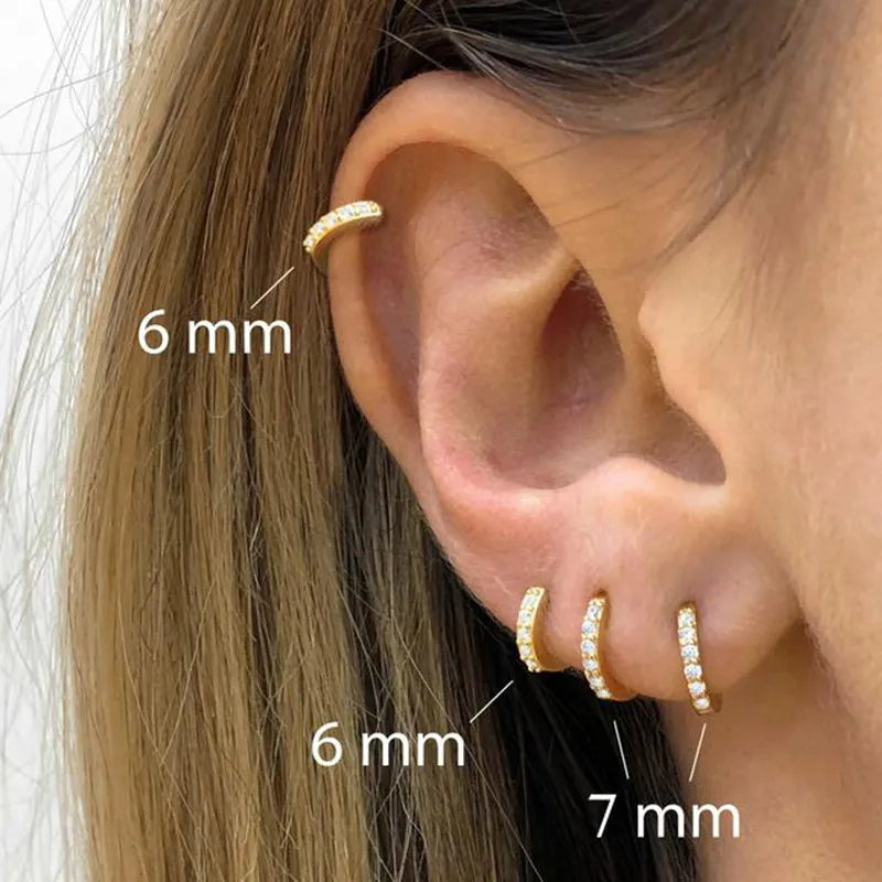 2Pcs Rainbow Little Huggies Stainless Steel Hoop Earrings Girl Tiny Rings Cartilage Small Helix Piercing Tragus Circle Men Hoops