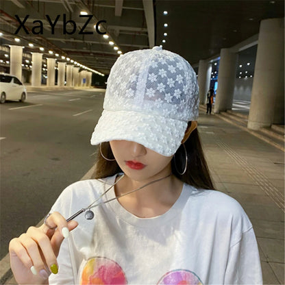 Lace Hat Women Thin Baseball  Summer Sunscreen Sun  Hollow Breathable  Cap Sweet