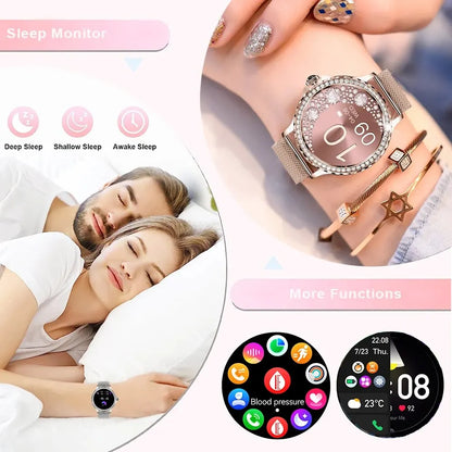 AliExpress Collection MELANDA Rosegold Smart Watch For Lady Bluetooth Call 100+Sports Mode Fitness Women Smartwatch DIY Dials