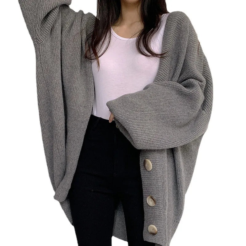 Woman Sweater Cardigan autumn/winter Loose Knitting Korean Style Lantern Sleeve Solid Color woman's Clothing Dropshipping RZ1267