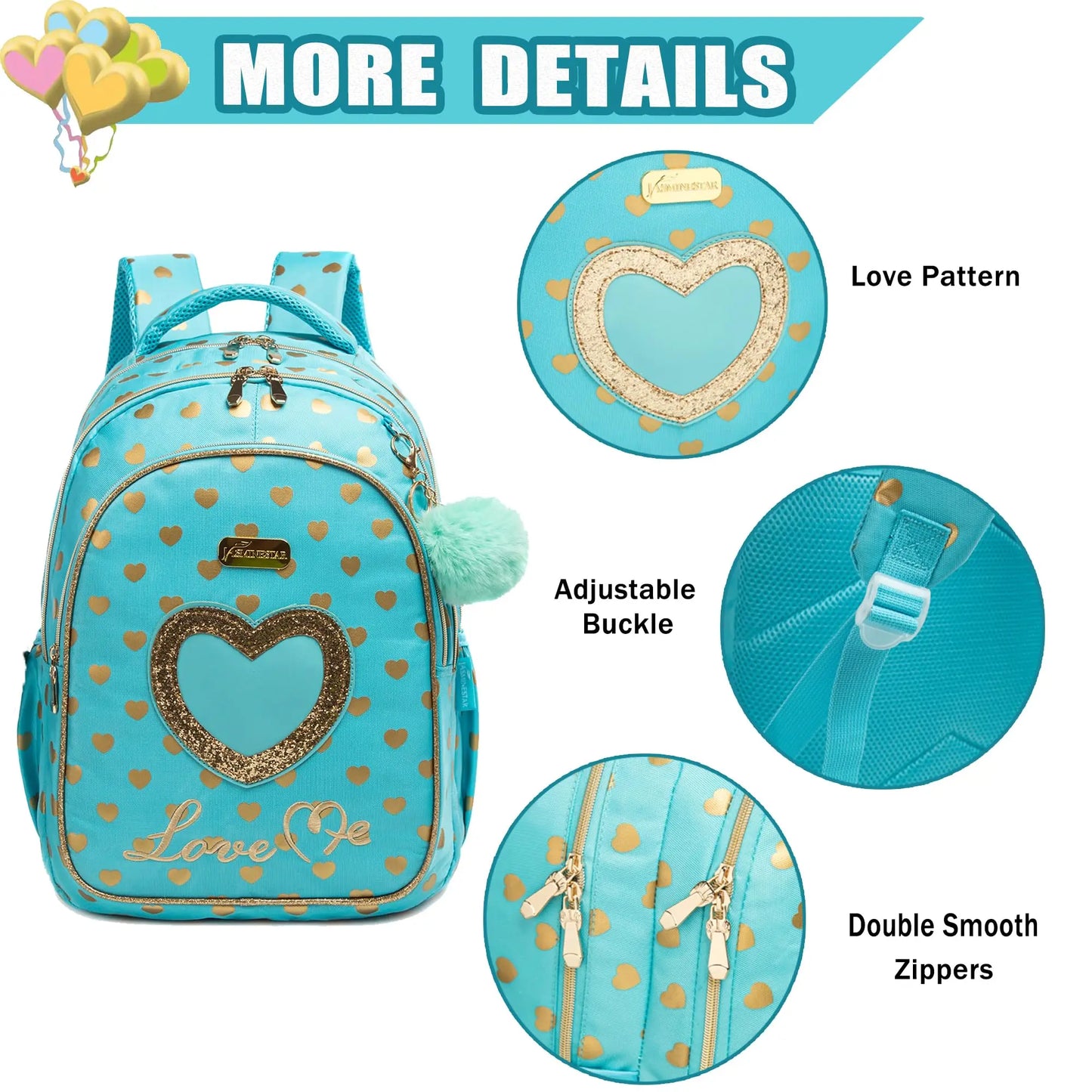 School Backpacks for Girls Backpack with Lunch Bag Pencil Case Elementary Primary Backpack for Teen Girls