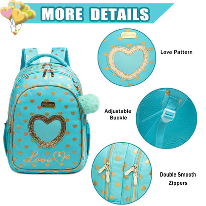 School Backpacks for Girls Backpack with Lunch Bag Pencil Case Elementary Primary Backpack for Teen Girls