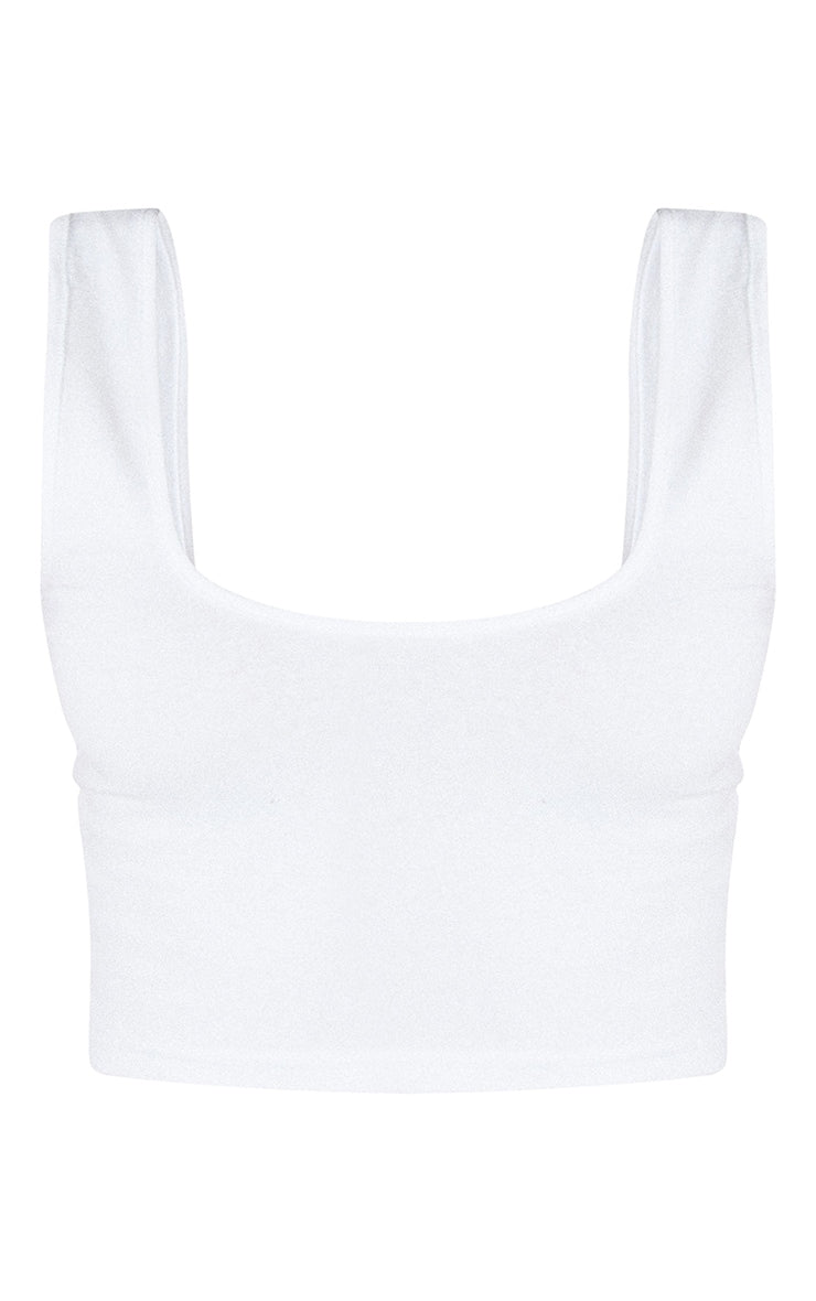 Next Day Delivery Before 10 PM Essential White Square Neck Crop Vest