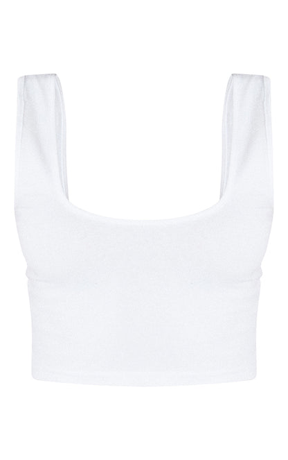 Next Day Delivery Before 10 PM Essential White Square Neck Crop Vest