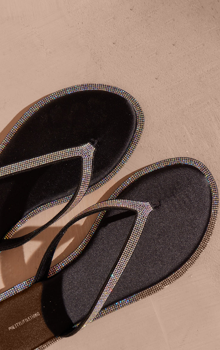 Next Day Delivery Before 10pm Silver Satin Round Toe Thong Diamante Trim Flat Sandals