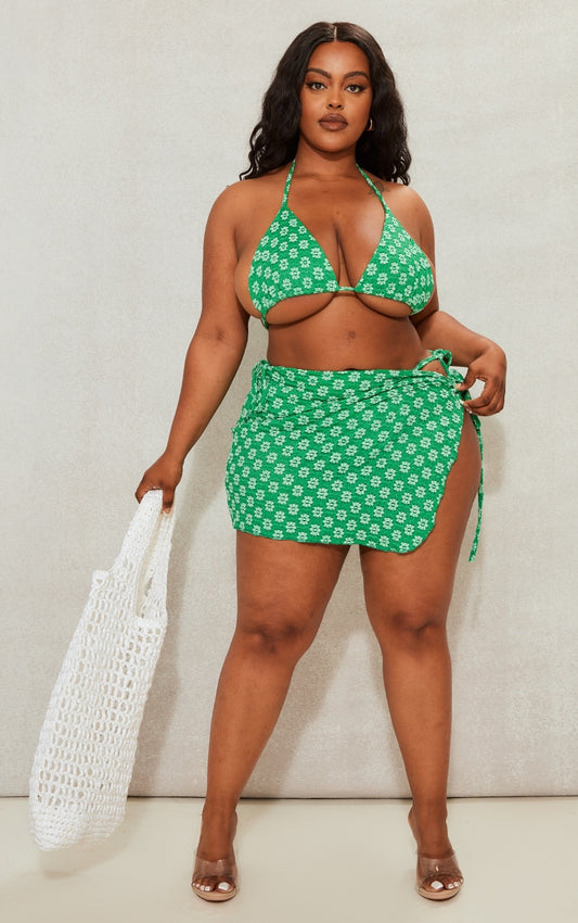 Next Day Delivery Before 10pm Bright Green Daisy Crochet Sarong