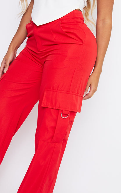 Next Day Delivery Before 10 pm  Shape Stone Buckle Detail Cargo Wide Leg Trousers