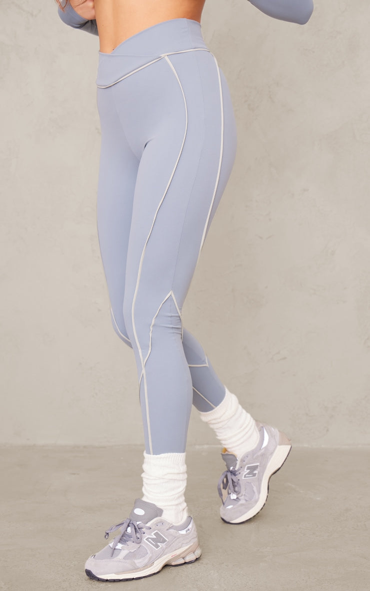 Next Day Delivery Before 10 PM Sport Steel Blue Sculpt Contrast Gym Legging