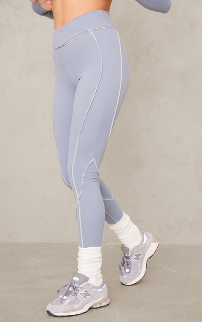 Next Day Delivery Before 10 PM Sport Steel Blue Sculpt Contrast Gym Legging