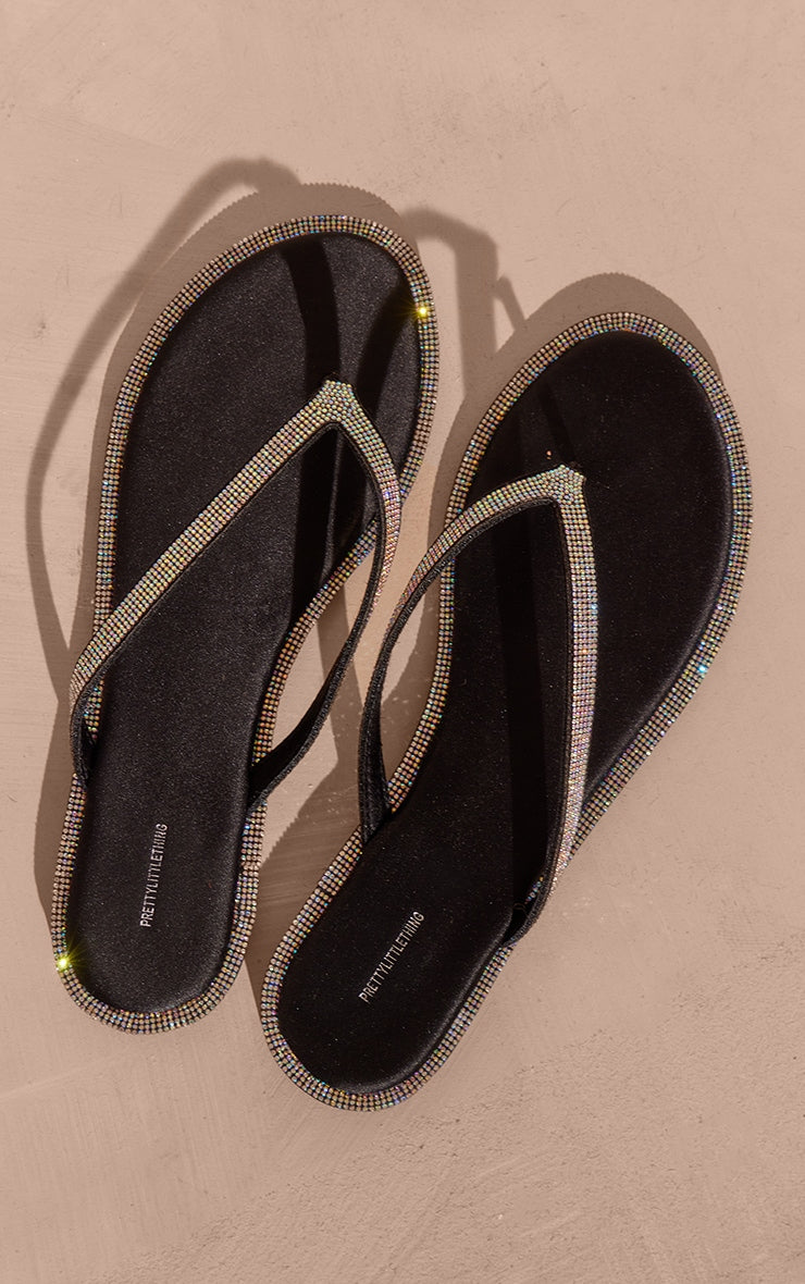 Next Day Delivery Before 10pm Silver Satin Round Toe Thong Diamante Trim Flat Sandals