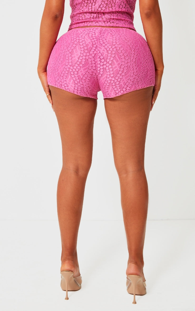 Next Day Delivery Before 10 PM Shape Bright Pink Textured Woven Hot Pants