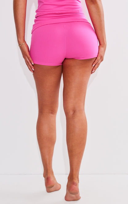 Next Day Delivery Before 10 PM Shape Hot Pink Sculpted Foldover Waist Hot Pants