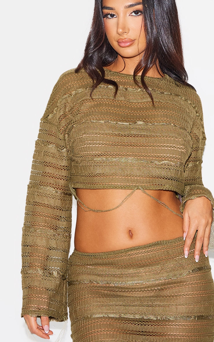 Next Day Delivery Before 10 PM Petite Khaki Cropped Top