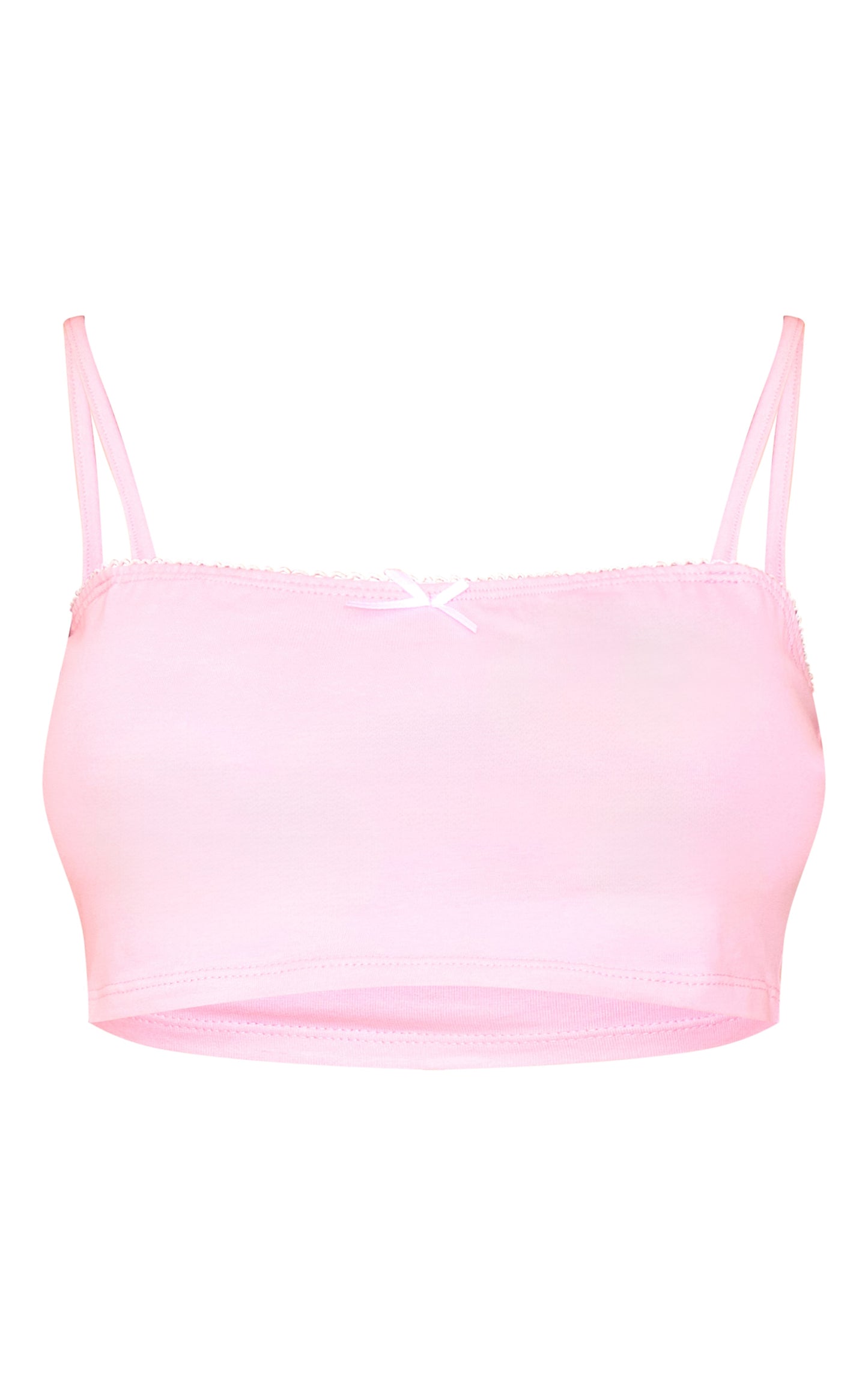 Next Day Delivery Before 10pm Petite Baby Pink Square Neck Strappy Crop Top With Trim Detail