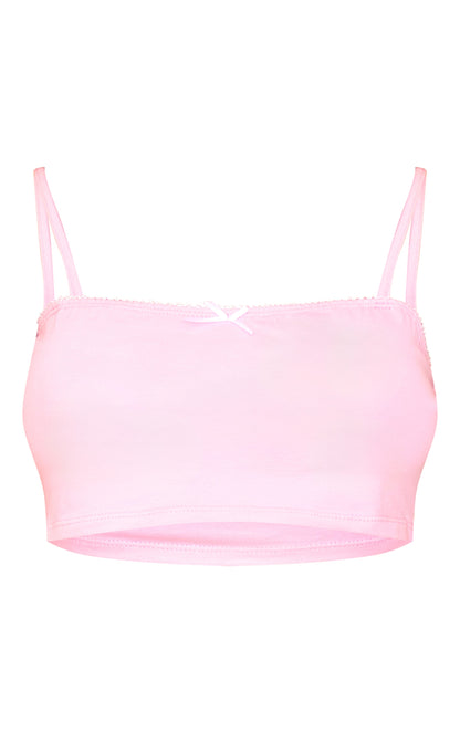 Next Day Delivery Before 10pm Petite Baby Pink Square Neck Strappy Crop Top With Trim Detail