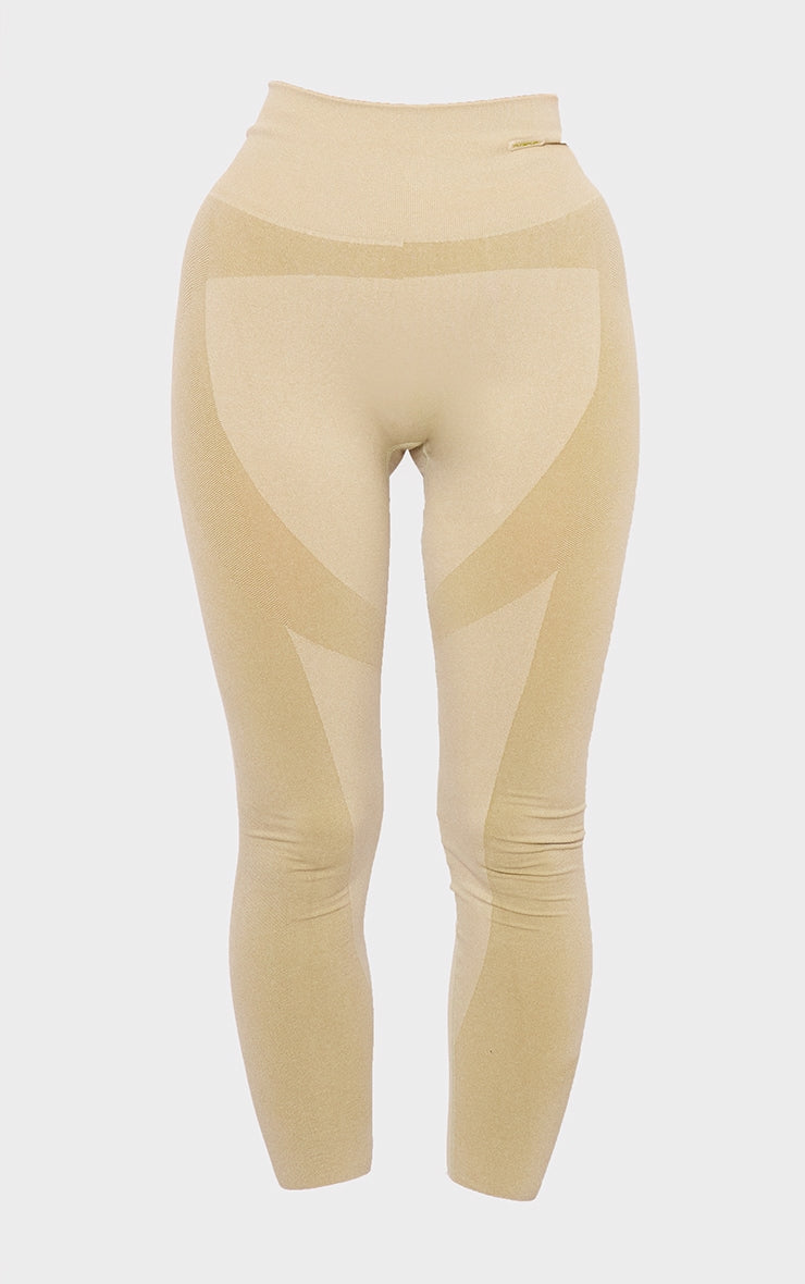 Next Day Delivery Before 10 PM SPORT Olive Seamless Ruched Bum Panel Detail Leggings