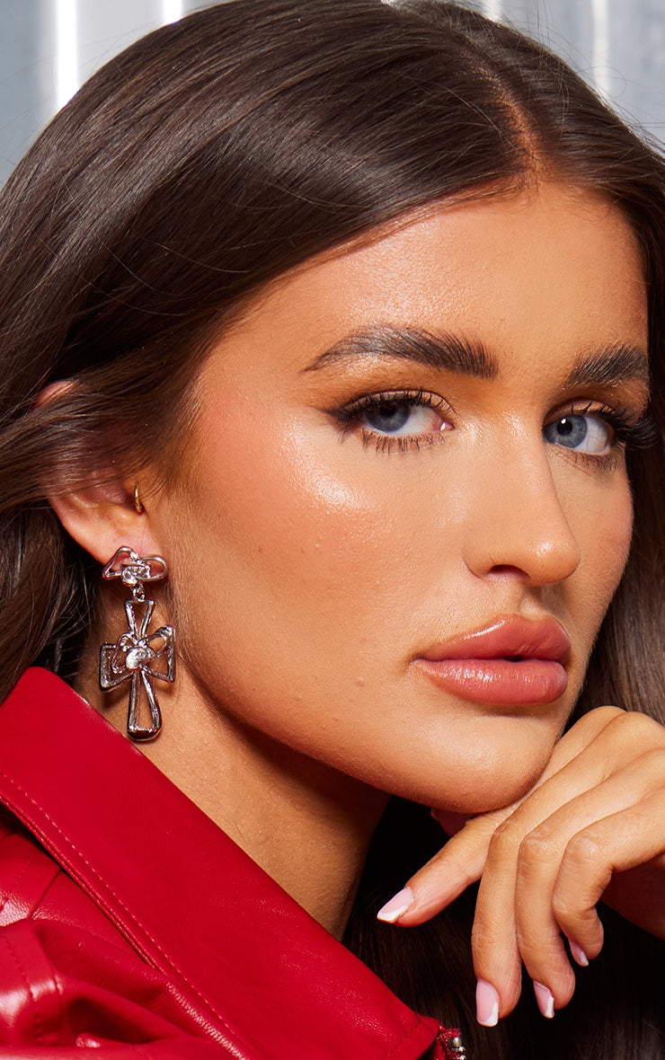 Next Day Delivery Before 10 PM Shine Bright: Silver Cross Swirl Statement Earrings